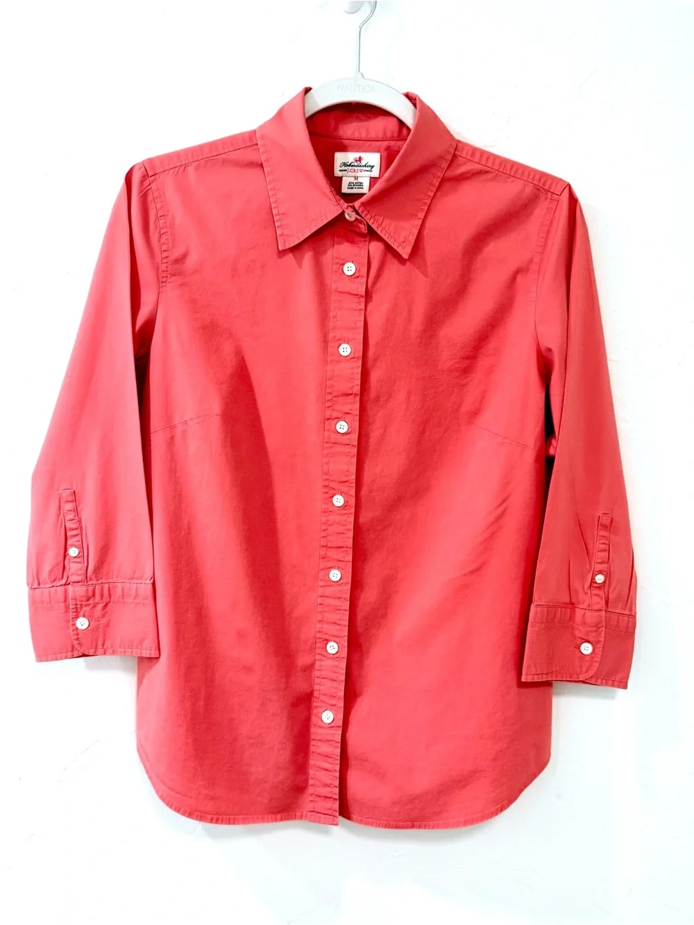 J. Crew Haberdashery Coral Button-Down Shirt. Size M. 3/4 sleeves
